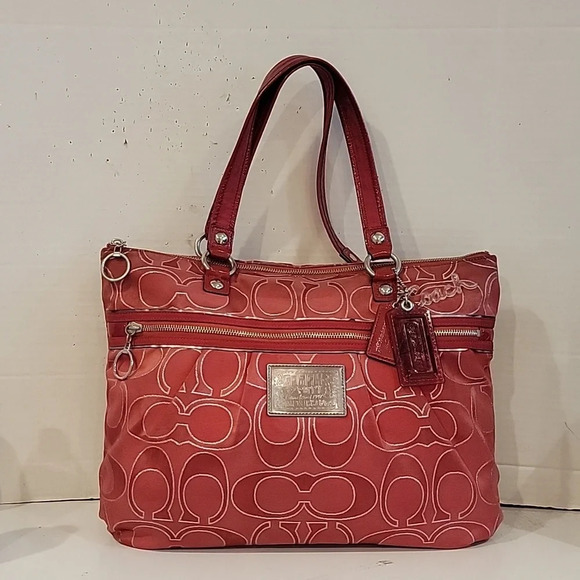 COACH LARGE POPPY RED SHOULDER BAG - Picture 1 of 8